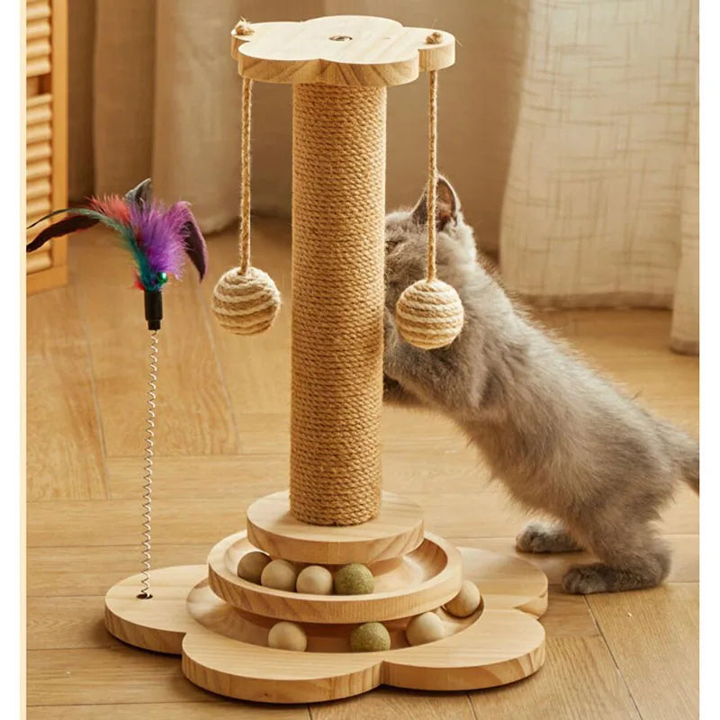 Stylish Wood Cat Scratching Post