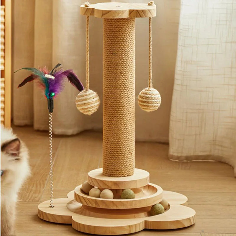 Stylish Wood Cat Scratching Post