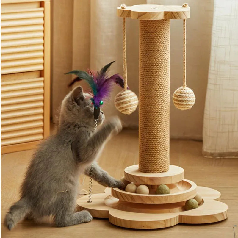 Stylish Wood Cat Scratching Post